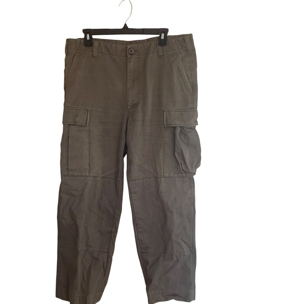 Mens Pants Size 34 Green Tactical Military Style Cargo Pockets Casual Cotton
